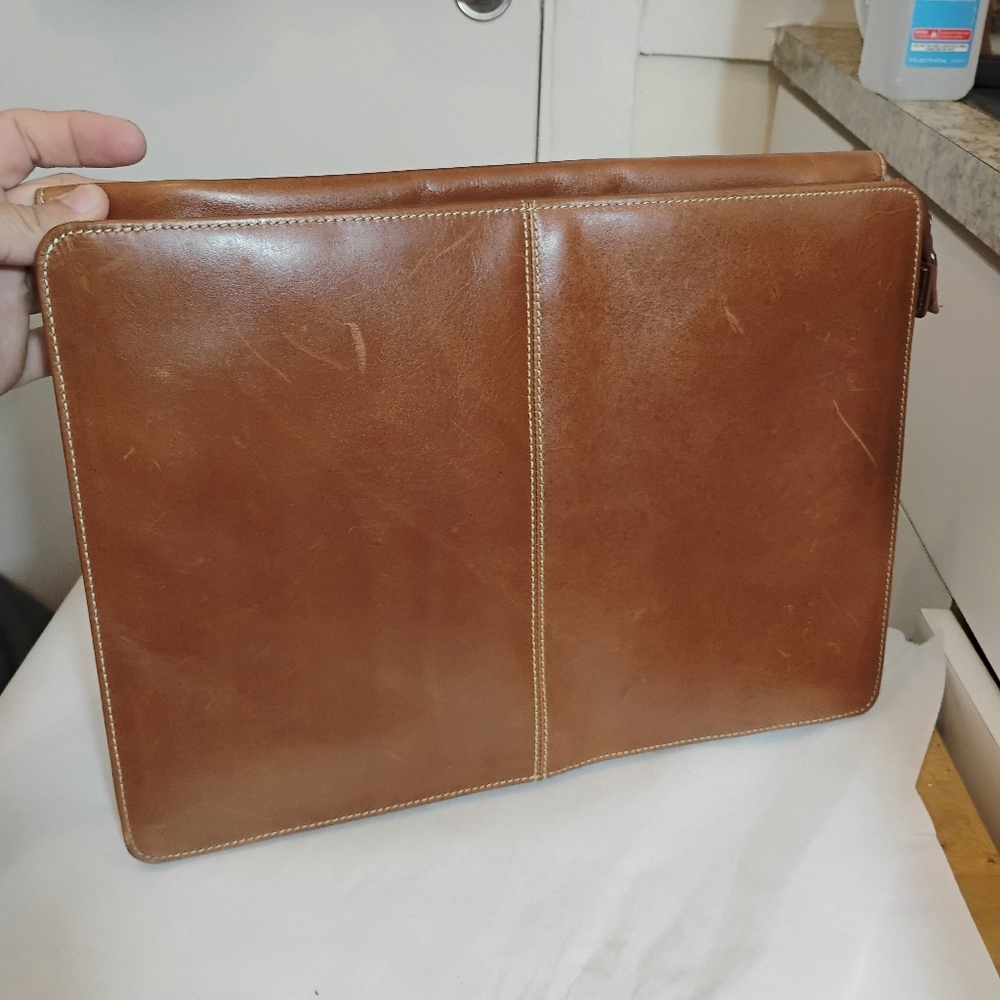 Fossil Courier Case Brown Portfolio Pouch Clutch Briefcase Storage Leather Displ - Picture 13 of 16